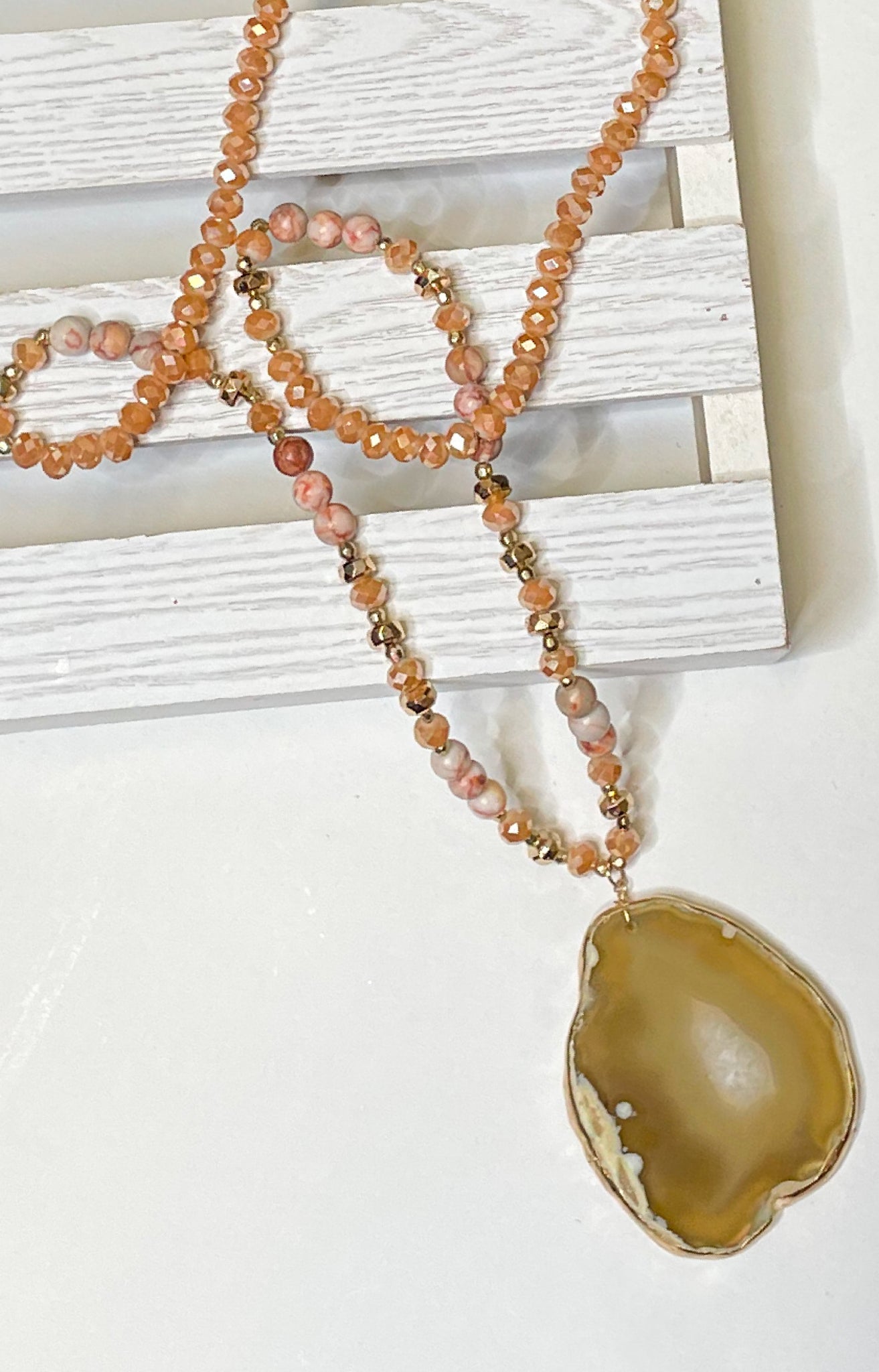 Gold Stone Pendant Necklace