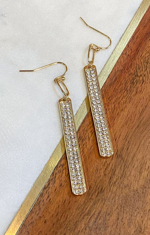 Golden Rhinestone Bar Earrings