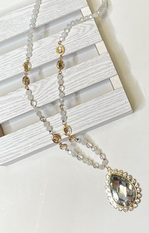 White Crystal Pendant Necklace