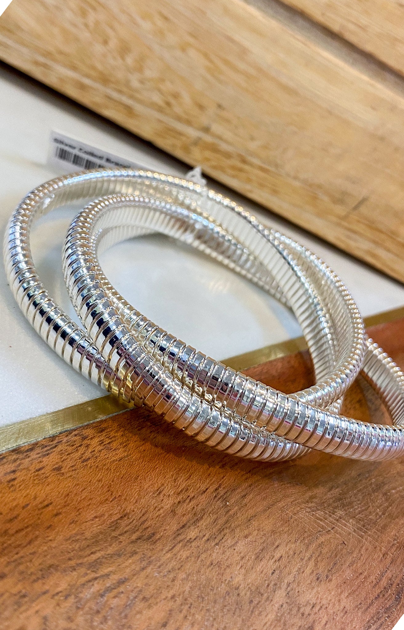 Silver Coiled Bracelet Set