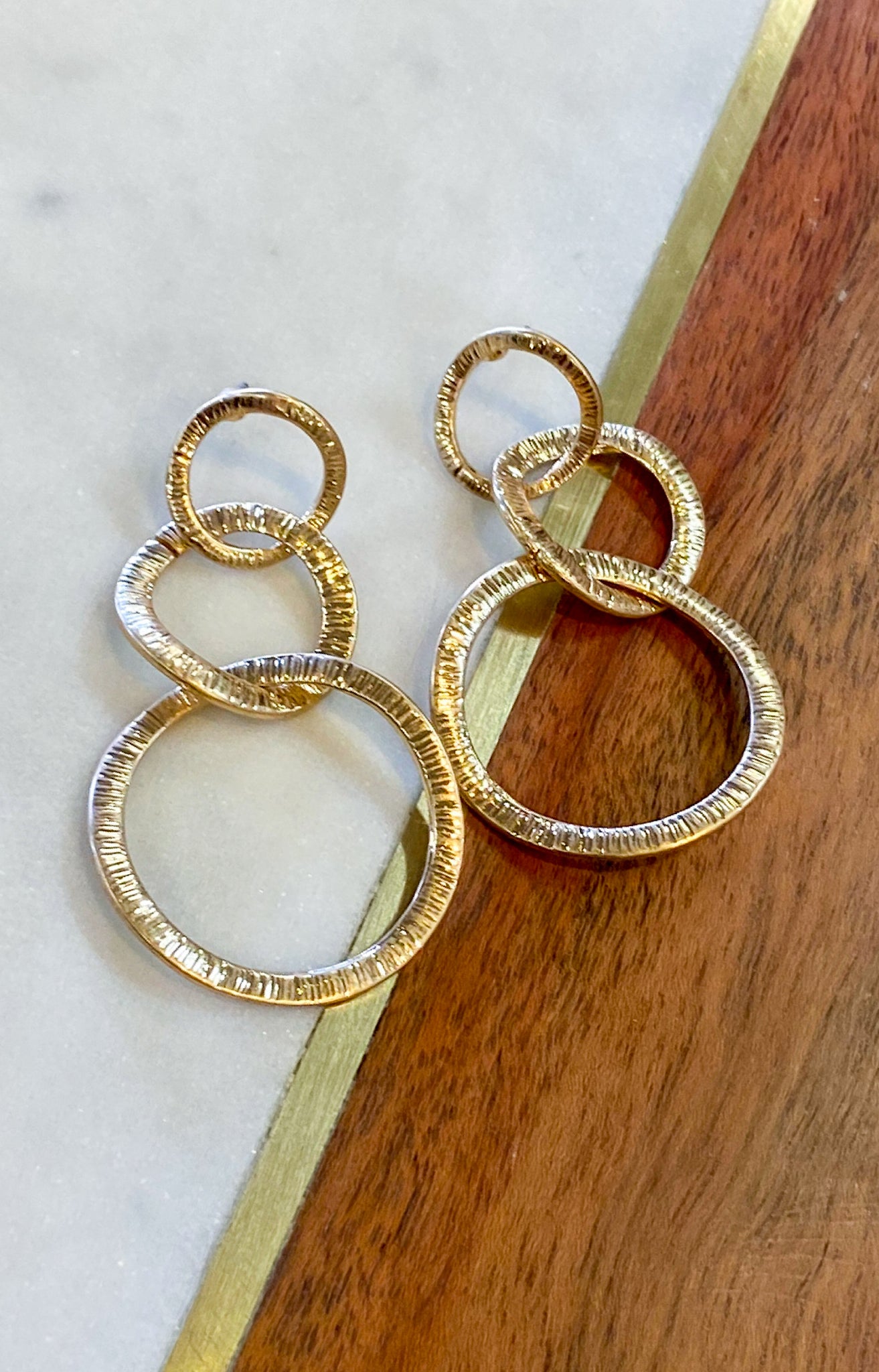 Gold Triple Drop Earrings