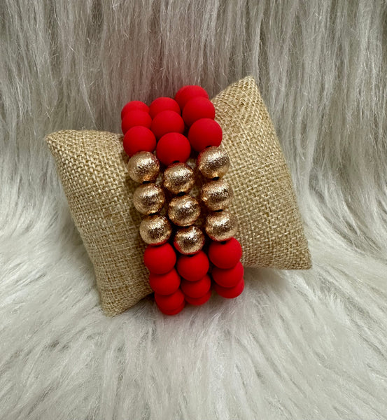 Red & Gold Beaded Bracelet