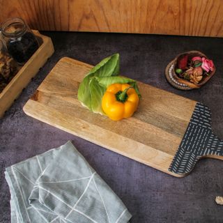 Mango Wood Serving Board With Enameled Handle