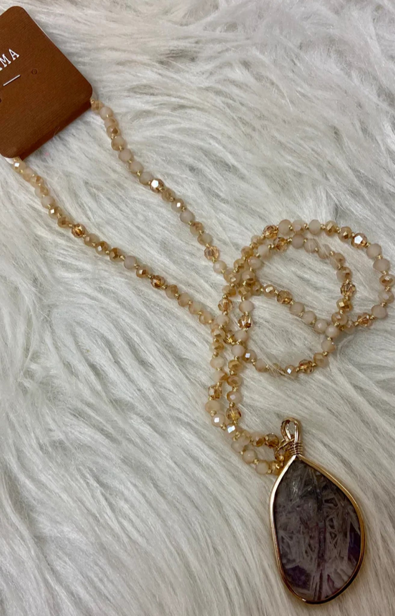 Beige Marble Stone Necklace