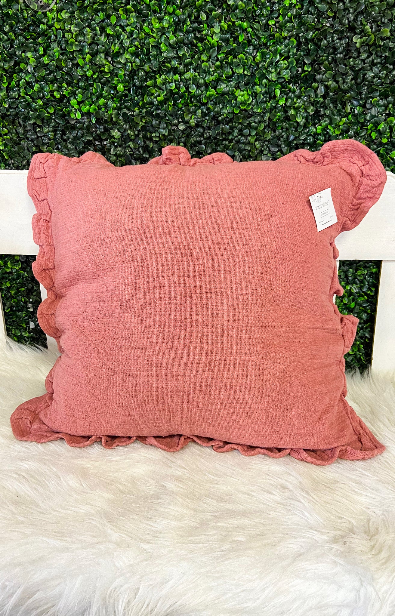 Pink Throw Pillow With Flange