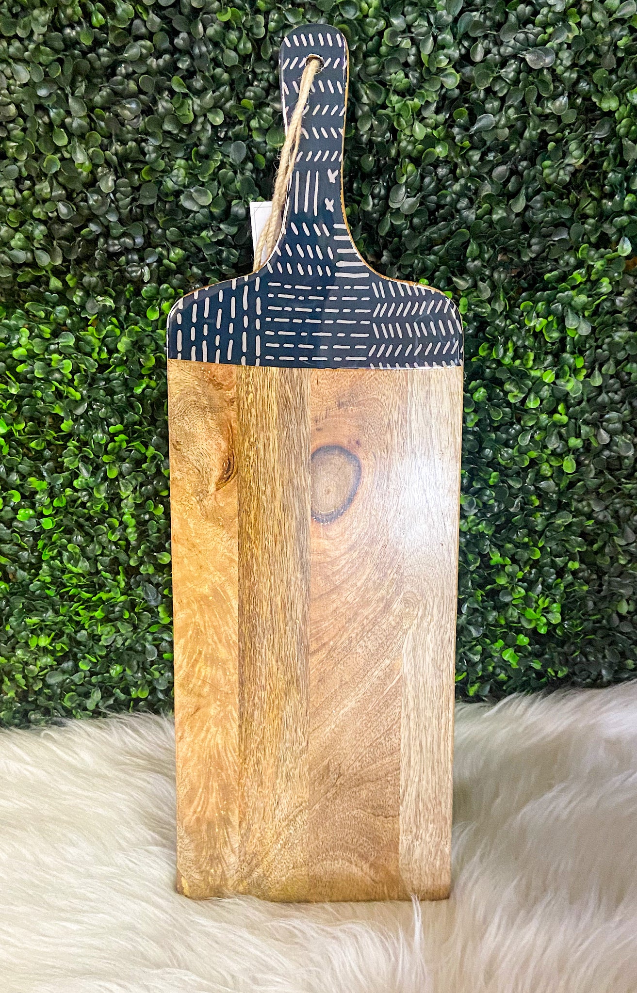 Mango Wood Serving Board With Enameled Handle