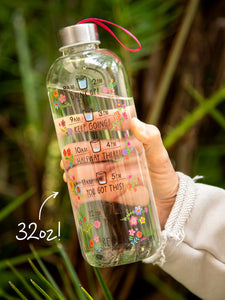 Live Happy Glass Water Bottle